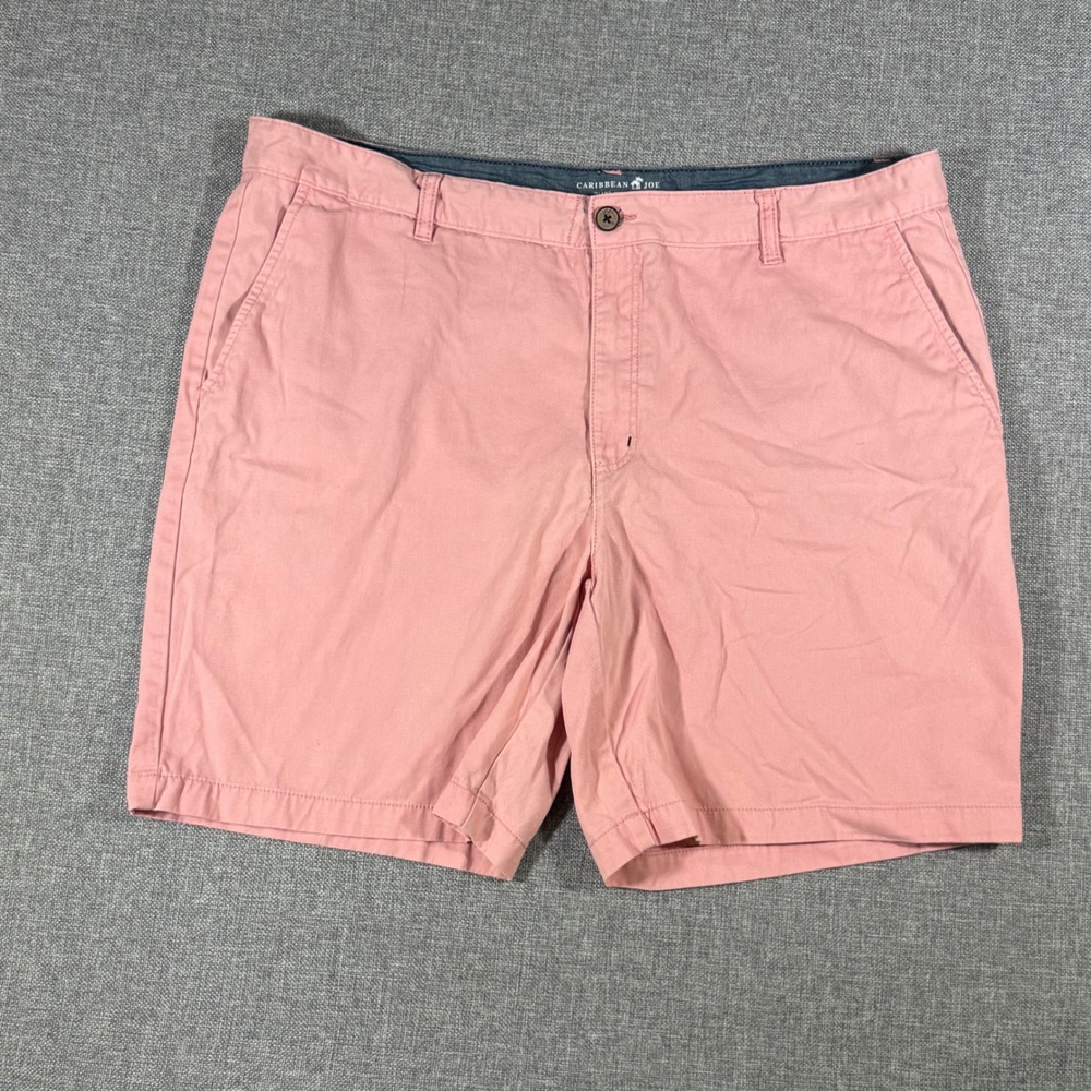 Caribbean Joe Shorts Mens 40 Pink Cotton Chino Summer Casual Coastal Preppy Flat